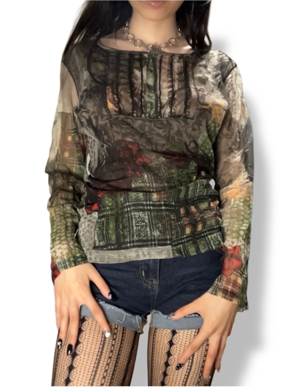 Vintage 90s Marc Aurel Sheer Long Sleeve Women’s Top - Size EU 36 (SMALL)